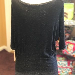 M Rena Silver and Black Dress top New! One Size